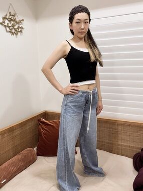 Habitual Light Blue Wide Leg Jeans with Drawstring Waist